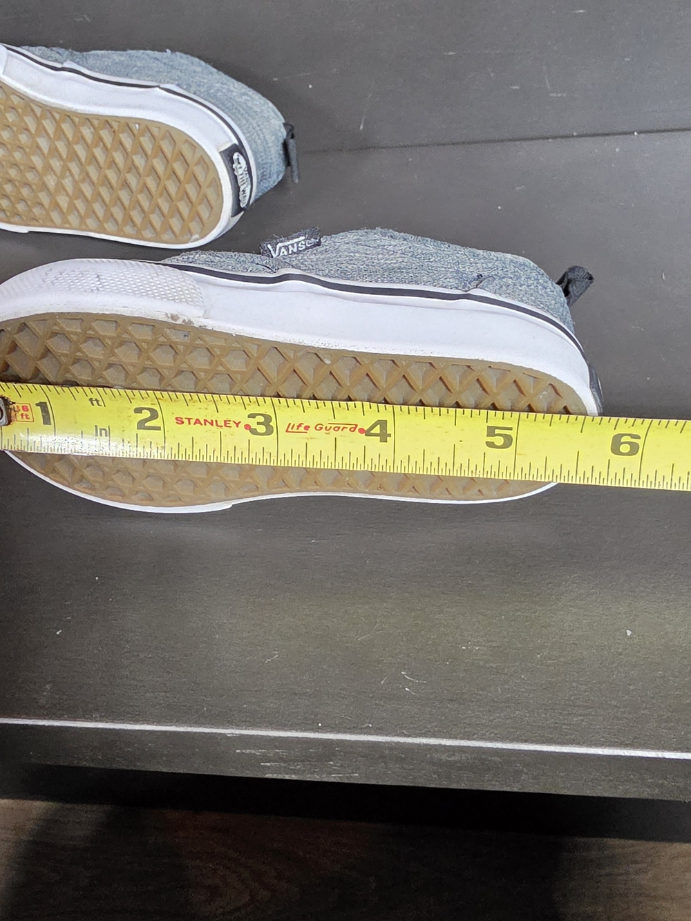 Vans Toddler 8 Grey Canvas Slip-On Sneakers Elastic Laces - Picture 4 of 9